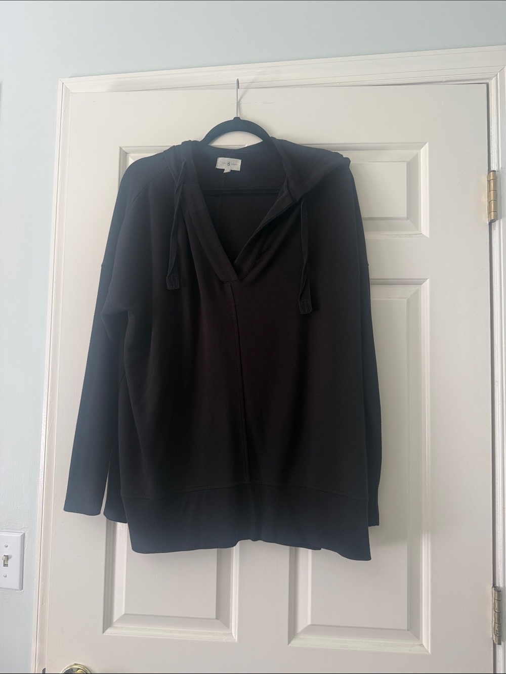Lou & Grey Black Hooded Cowl Pullover Sweater